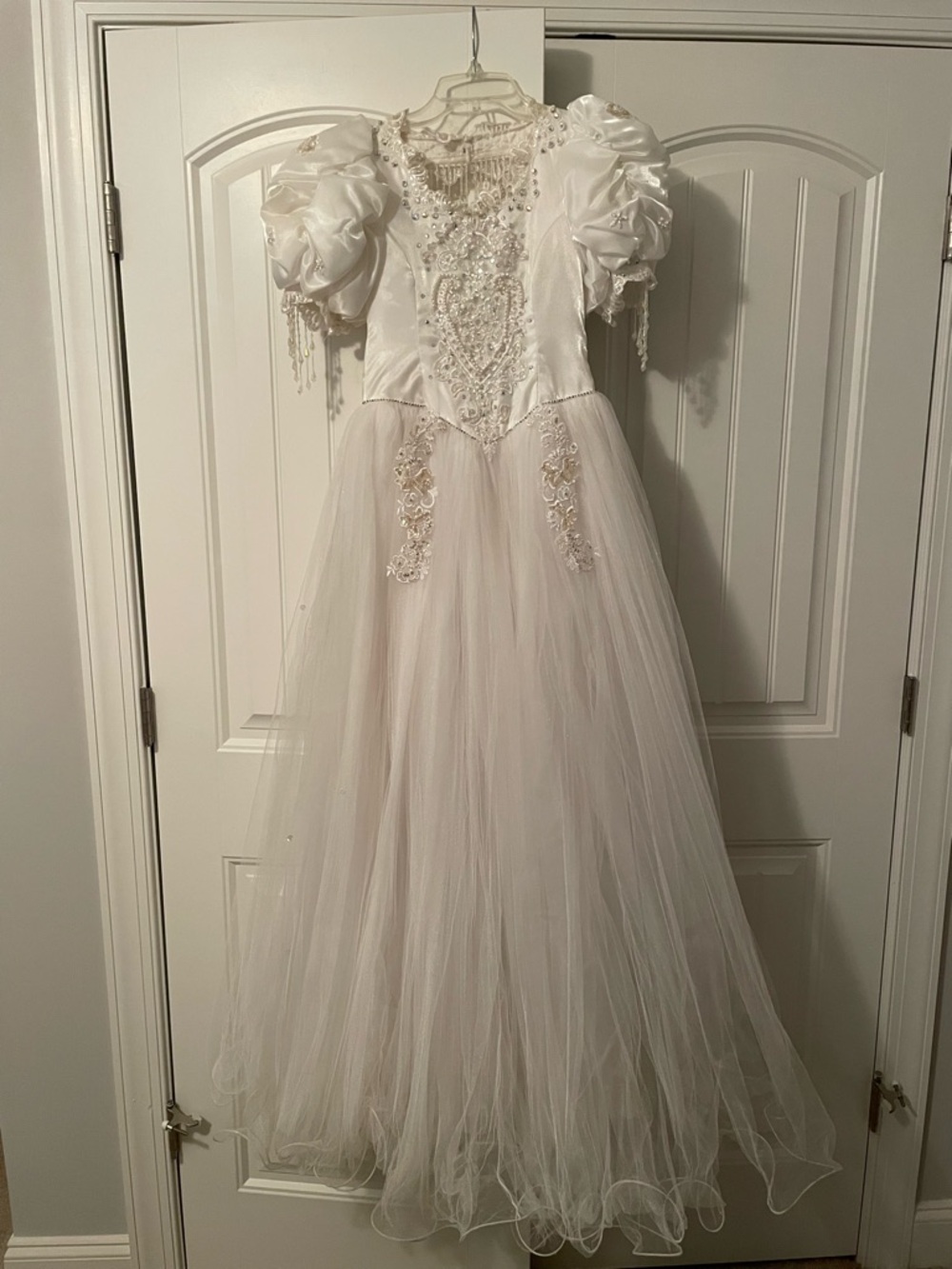 Feisty LeRaye White Beaded Princess Pageant Formal Gown